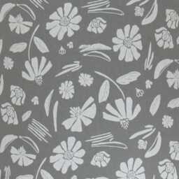 White Floral Print On Gray Lamp Shade - thumbnail 2