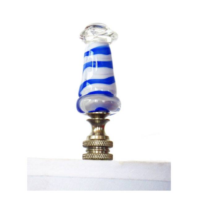 Handmade Venetian Glass Lighthouse Lamp Finial - White, Cobalt Blue, Crystal Clear, Brass Hardware Lampwork Hold Lampshades - image 1