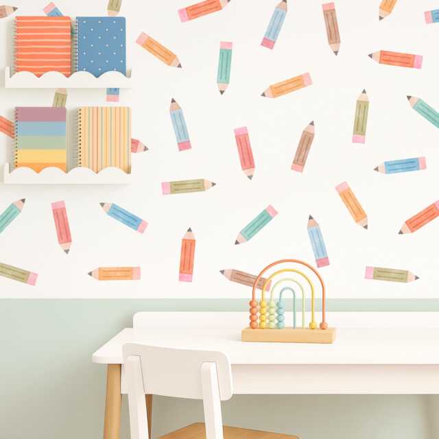 Pencil Wall Decals - Removable, Reusable Stickers Classroom Decor, Teacher Gift, Kids Room Decals, Nursery Art - image 1