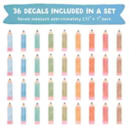 Pencil Wall Decals - Removable, Reusable Stickers Classroom Decor, Teacher Gift, Kids Room Decals, Nursery Art - thumbnail 2