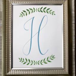 Calligraphy Initial, Calligraphy Print, Custom Initial Monogram, Wall Decor, Art - thumbnail 2