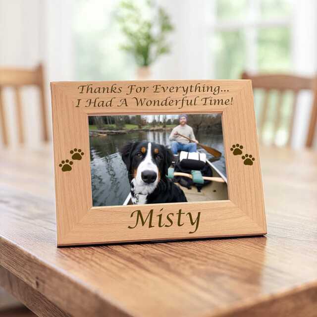 Thanks For Everything Memorial Picture Frame For Dog Owner, Personalized With Pet Name, Engraved Paw Wooden Display Wall Art - image 1