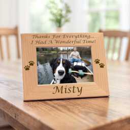 Thanks For Everything Memorial Picture Frame For Dog Owner, Personalized With Pet Name, Engraved Paw Wooden Display Wall Art - thumbnail 1