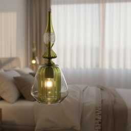 Hand Blown Ribbed Glass Pendant Light - Kitchen Island Lighting - thumbnail 3