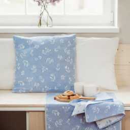 Lavender Floral Jacquard Linen Pillow Cover Elegant Rustic Home Decor - thumbnail 3