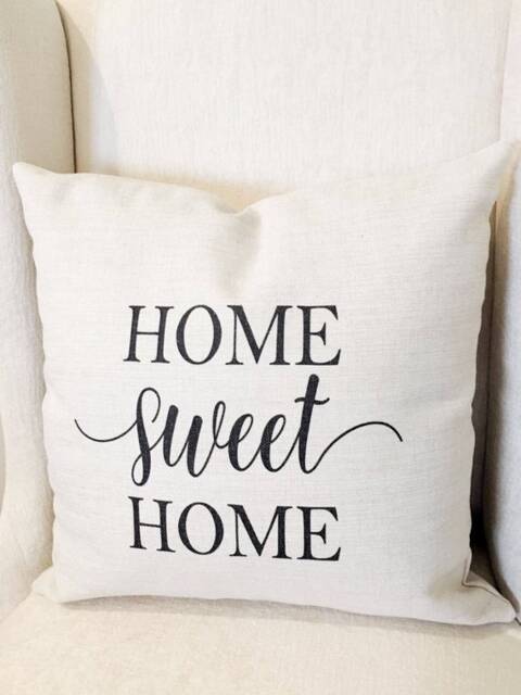 Home Sweet Linen Pillow Cover - Farmhouse Rustic Decor - 18x18 - image 1