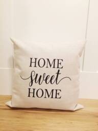 Home Sweet Linen Pillow Cover - Farmhouse Rustic Decor - 18x18 - thumbnail 3