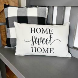 Home Sweet Linen Pillow Cover - Farmhouse Rustic Decor - 18x18 - thumbnail 2