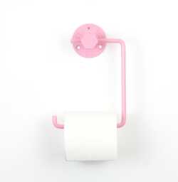 Toilet Roll Holder, Stylish Wall Mounted Bathroom Accessory, Color Pictured Pastel Pink - thumbnail 1