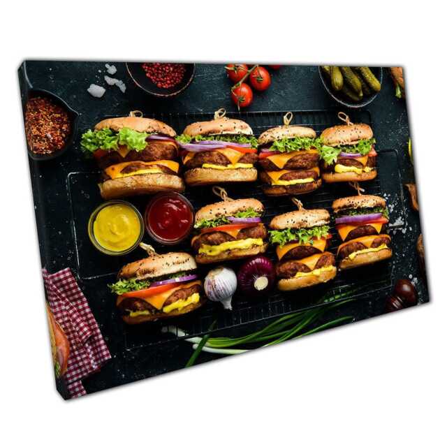 Burger Sliders Canvas Print Restaurant Photography Wall Art For Home Office - image 1