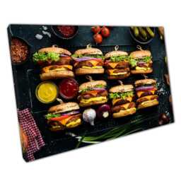 Burger Sliders Canvas Print Restaurant Photography Wall Art For Home Office - thumbnail 1