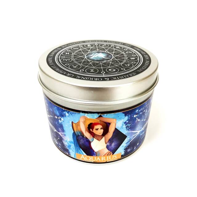 Aquarius Zodiac Candle - Star Sign Constellation Gift Gifts -Aquarian Horoscope Aquarius Birthday - image 1