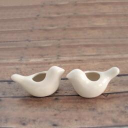 White Love Birds, Candle Holder, Tiny Vase, New Home Gift Ideas, Mantel & Table Decorations, Cozy Decor, For Her - thumbnail 1