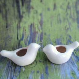 White Love Birds, Candle Holder, Tiny Vase, New Home Gift Ideas, Mantel & Table Decorations, Cozy Decor, For Her - thumbnail 2