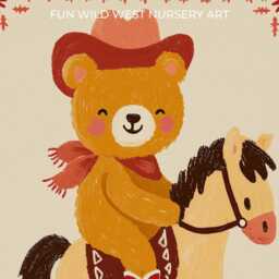 Western Nursery Wall Art Baby Boy Cowboy Room Decor Teddy Bear Cactus Saloon Prints Shower Gift For Newborn Or New Parents - thumbnail 3