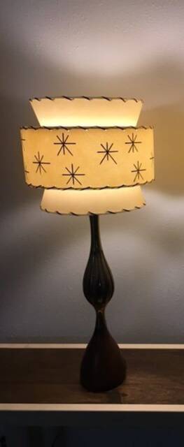 Mid Century Vintage Style Tapered 3 Tier Fiberglass Lamp Shade Starburst Atomic Ivory/Ivory - image 1
