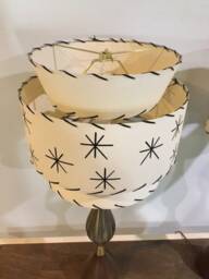 Mid Century Vintage Style Tapered 3 Tier Fiberglass Lamp Shade Starburst Atomic Ivory/Ivory - thumbnail 3