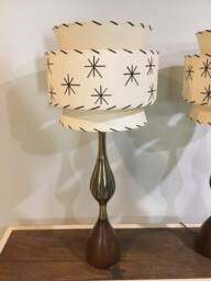 Mid Century Vintage Style Tapered 3 Tier Fiberglass Lamp Shade Starburst Atomic Ivory/Ivory - thumbnail 2