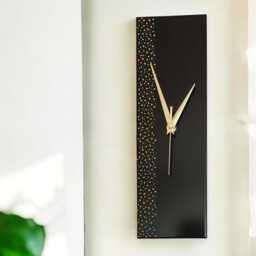 Hand Painted Unique Wall Clock, Rectangle Black Clock 30cm - thumbnail 4