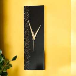 Hand Painted Unique Wall Clock, Rectangle Black Clock 30cm - thumbnail 3