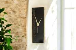 Hand Painted Unique Wall Clock, Rectangle Black Clock 30cm - thumbnail 1