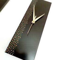 Hand Painted Unique Wall Clock, Rectangle Black Clock 30cm - thumbnail 2
