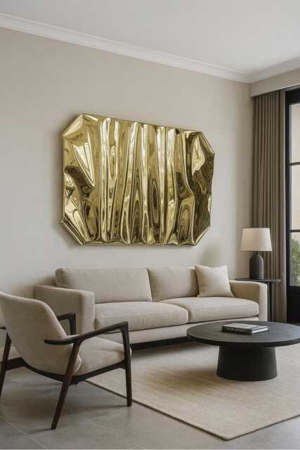 Handmade Brass Wall Sculpture Mid-Century Modern Abstract Art - image 1