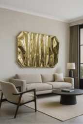 Handmade Brass Wall Sculpture Mid-Century Modern Abstract Art