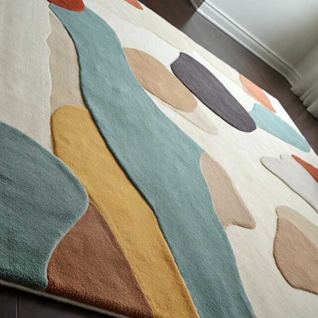 Hand Knotted Oushak Rug 100% Wool, Pastel Ivory & Blue Floral Design - 8x10 Ft - image 1