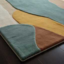 Hand Knotted Oushak Rug 100% Wool, Pastel Ivory & Blue Floral Design - 8x10 Ft - thumbnail 4