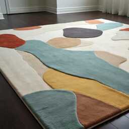 Hand Knotted Oushak Rug 100% Wool, Pastel Ivory & Blue Floral Design - 8x10 Ft - thumbnail 3