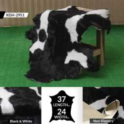 Black & White Goat Skin Rug - Decorative Hair-On Hide - 37x24 Inches - thumbnail 3