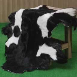 Black & White Goat Skin Rug - Decorative Hair-On Hide - 37x24 Inches - thumbnail 1