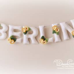 Felt Name Banner Floral Nursery Decor, Baby Sign - thumbnail 2
