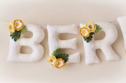 Felt Name Banner Floral Nursery Decor, Baby Sign - thumbnail 1