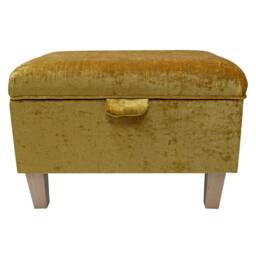 Handmade Mustard Gold Velvet Storage Ottoman - Upholstered Pouffe Footstool Bespoke British Made - thumbnail 3