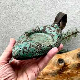 Christmas Candle Holder With Handle in Turquoise Green Moss Pattern - thumbnail 2
