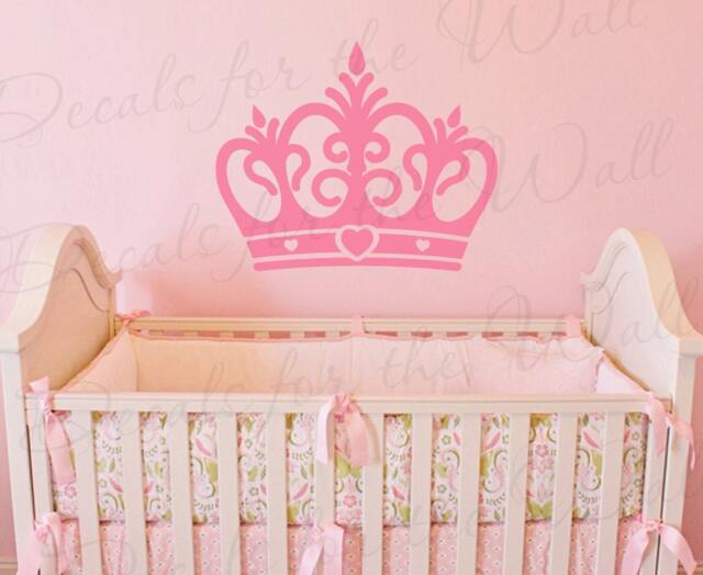 Princess Crown Wall Decal Vinyl Queen Castle Nursery Girl Room Playroom Sticker Art Large Decoration Sign Graphic Decor Mural G62 - image 1