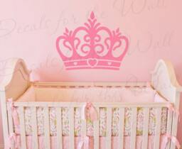 Princess Crown Wall Decal Vinyl Queen Castle Nursery Girl Room Playroom Sticker Art Large Decoration Sign Graphic Decor Mural G62 - thumbnail 1