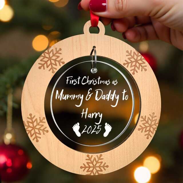 First Christmas As Mummy & Daddy Decoration - 1st Parents Keepsake Mommy, Ornament With Red Bag - image 1
