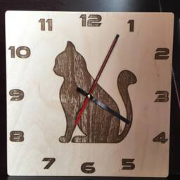Laser Engraved Wood Cat Clock Plywood Wall Decor, Gift For Lovers - thumbnail 3