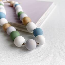 Cottage Garden Curtain Tiebacks Pastel Nursery Decor, Wooden Beads - thumbnail 3