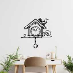 Cuckoo Clock Metal Wall Art, Laser Cut Birdhouse Silhouette, Modern Home D??cor - thumbnail 4