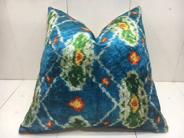 Hand Dyed Silk Ikat Pillow Cover, Decorative Accent, 16x16 - image 1
