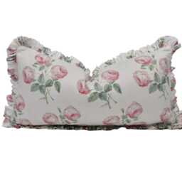 Colefax & Fowler - Bowood Pink Leaf Chintz Ruffled Floral Cushion Cover Classic Botanical Throw Pillow Timeless Elegant Decor - thumbnail 3