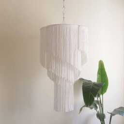 Large Boho Fringe Chandelier, Macrame Pendant Light, Lights For Hotels, Restaurants & Homes, Rope Cotton Lampshade - thumbnail 3