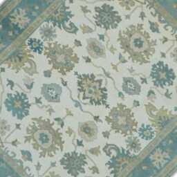 Hand-Knotted Oushak Wool Rug, Muted Floral Area Rug - thumbnail 4