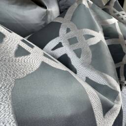 Fascino Pewter Luxury Cushion Cover, Grey - Silver Pillow Throw -Designer Clarke & Fabric -Geometric Worldwide Shipping - thumbnail 4
