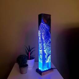 Horizon Epoxy Resin Lamp Handmade Oak Wood Nightstand Light - thumbnail 3