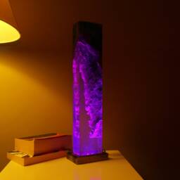 Horizon Epoxy Resin Lamp Handmade Oak Wood Nightstand Light - thumbnail 4
